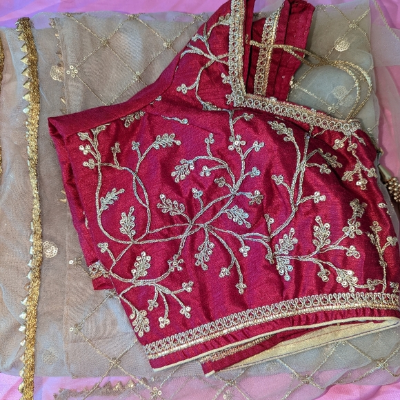 Golden netted saree with blouse for wedding season - Picture 6 of 6